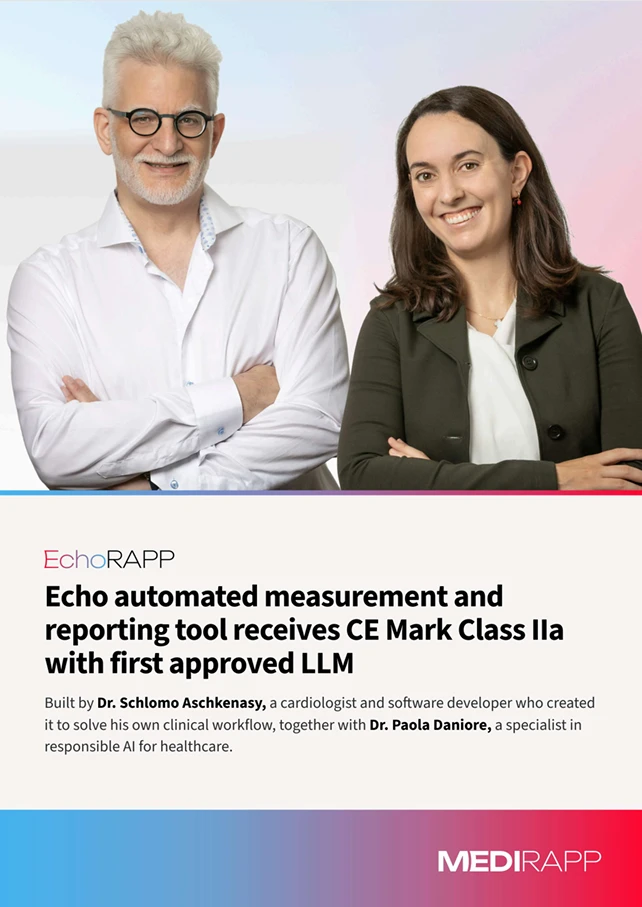 EchoRapp receives CE Mark Class IIa — Dr. Schlomo Aschkenasy and Dr. Paola Daniore